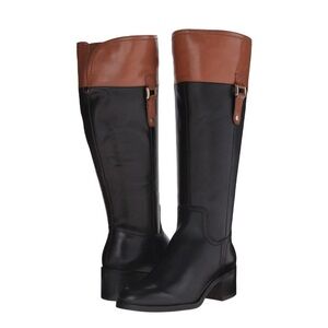 Franco Sarto Lizbeth Leather Tall Riding Boots Black/Brown Women’s Size 9